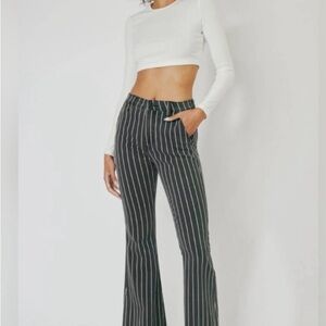 Kancan Pinstripe Flare Denim Jeans